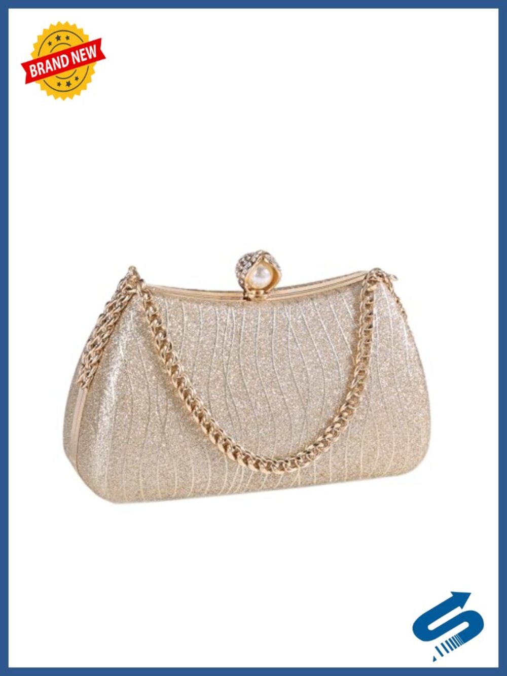 Frosted Glitter Clutch Evening Bag Formal Wedding Party Prom Handbag